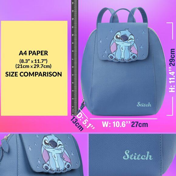 7158 Disney Stitch Backpack , Teens, Mini PU Leather Daypack main image 5